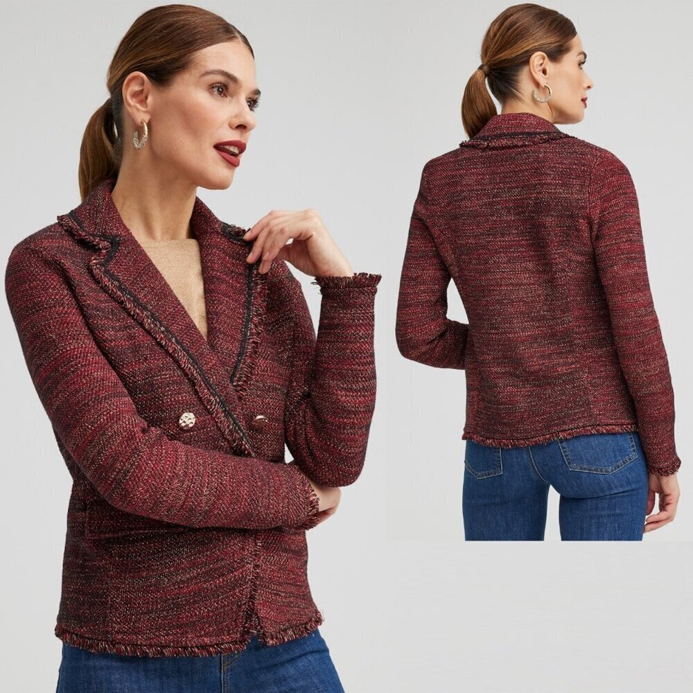 New Chico's Tweed Lurex Cardigan Sweater Size 3 US XL